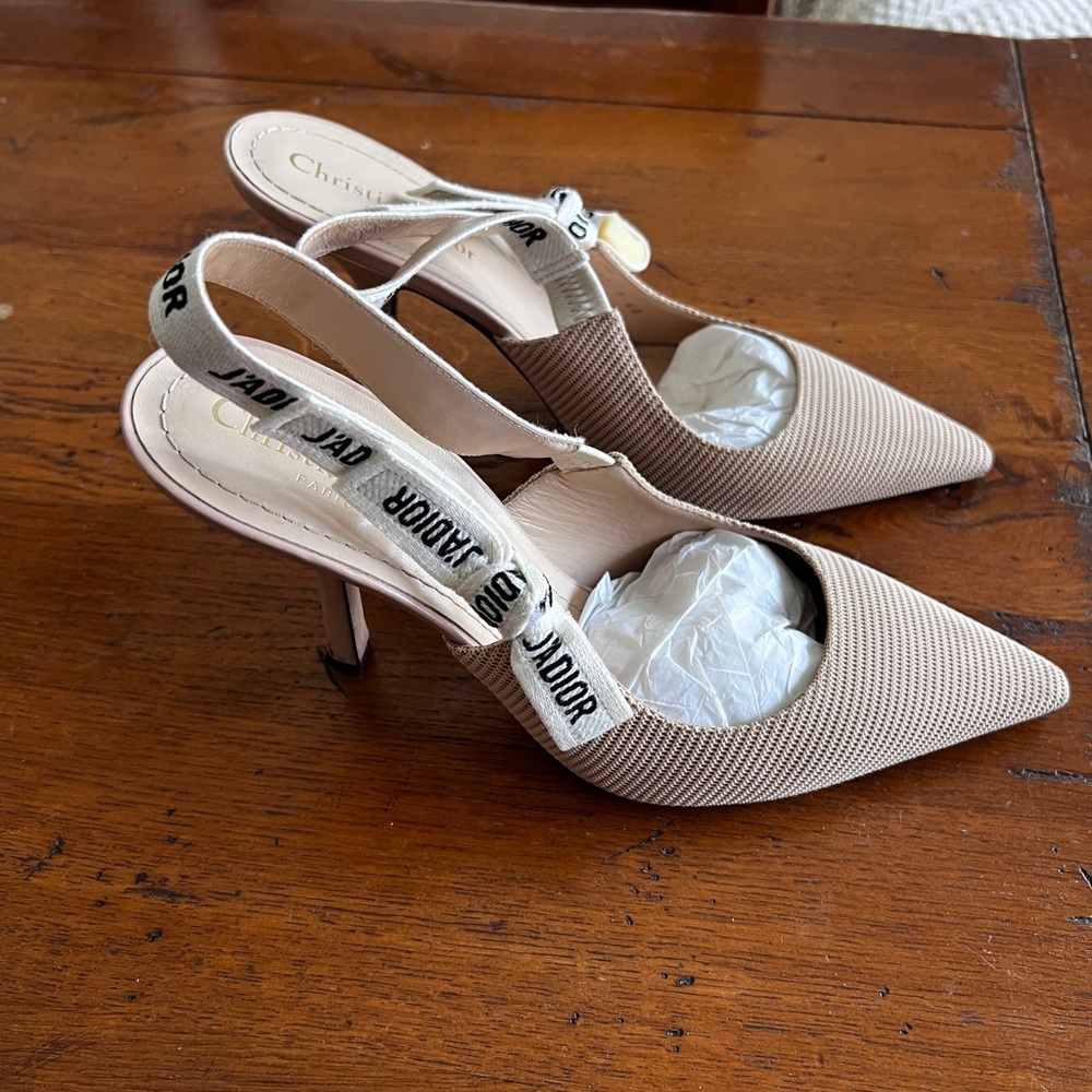Dior Taupe Slingback Heels